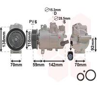 VAN WEZEL Compresor Aire Acondicionado para VW Polo Golf Plus Audi A3 Sportback