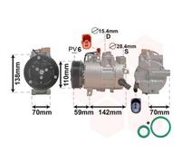 VAN WEZEL Compresor De Aire Acondicionado Para Audi A4 Avant 8K5 B8 Q5 8RB 8R