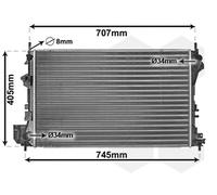 Radiador de agua Aletas refrigeración unidas mecánicamente 37002338 VAN WEZEL
