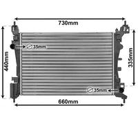 VAN WEZEL Radiador refrigeración del motor Ancho de red 375mm Longitud de red 540mm Profundidad de red 23mm Compatible con FIAT GRANDE PUNTO 199 17002318