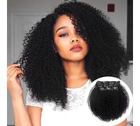 Vanalia Extensiones de cabello humano rizado 3C 4A de doble trama, color negro natural, 100 % cabello humano Remy, 120 g, 7 piezas, 18 clips, para mujeres afroamericanas, afro kinkys rizadas, 40,6 cm