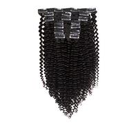 Vanalia Extensiones de cabello rizado 9A, 3C, 4A, con clip, doble trama, color negro natural, 100 % cabello humano Remy, 120 g, 7 piezas, 18 clips, para mujeres afroamericanas, 18 pulgadas
