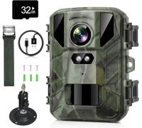 VanBangTec Cámara de Caza 50MP 4K, Camara Fototrampeo Impermeable IP66, 20M Camara de Caza Nocturna 850nm Brillo IR LED, Sensor de Movimiento de 120°, Tarjeta de Memoria de 32GB (MINI800)