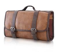 VANCASE - Neceser Colgante para Hombre, de Cuero, Organizador de baño y Ducha, Kit de Accesorios de Maquillaje de Viaje, Gran Regalo, Brown, Estilo Retro, combina con Todo, Encanto Maduro,