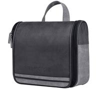 VANCASE - Neceser colgante para mujer, estilo vintage, de piel, medio impermeable, para viaje, para cuarto de baño, portátil, para ducha gris oscuro