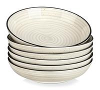 vancasso BONBON Juego de 6 Platos Hondos de Cerámica, 1500 ml Cuencos de Sopa, Platos Sopa, Cuencos Grandes para Pasta, Ramen, Ensalada, apto para Lavavajillas, Microondas y Horno, Vajilla Beige