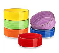 vancasso Bonita 6 Cuencos de Cereales, 750 ml, Pintados a Mano de Estilo Colores, Cuencos de Postre de 15.3 cm, Juego de Tazones de Gres para Desayuno, Pasta, Sopa, Apto para Lavavajillas y Microondas