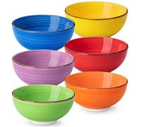 vancasso Bonita 6 Cuencos de Cereales, 820 ml, Pintados a Mano de Estilo Azul Colores, Cuencos de Sopa de 16.3 cm, Juego de Tazones de Cerámica para Desayuno, Pasta, Ramen, Lavavajillas y Microondas