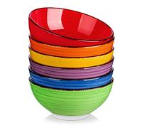 vancasso Bonita 6 Cuencos de Cereales, 820 ml, Pintados a Mano de Estilo Colores, Cuencos de Sopa de 16.3 cm, Juego de Tazones de Cerámica para Desayuno, Pasta, Ramen, Lavavajillas y Microondas