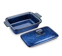 vancasso Cacerola estrellada con tapa, sartén de cerámica para lasaña de 1.9 cuartos de galón, color azul