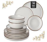 vancasso LOIRE Vajillas Completas 6 Personas, Vajilla Modernas 18 Piezas de Gres - 6 Platos Llanos, 6 de Postre y 6 Cuencos de Cereales, Apto para Lavavajillas - Gris