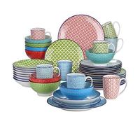 vancasso Macaron, Juego de Vajilla Porcelana 40 Piezas para 8 Personas, Contiene Tazas de Café, Platos de Postre, Cuencos, Platos Hondos y Llano Estilo Japonés