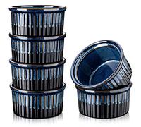 vancasso Moldes para Soufflé Moldes Hornear 6PCS Cuencos Pequeños para Creme Brulee Cuencos de Postres Salsas, Aperitivos 300ML Azul