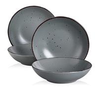vancasso Platos hondos de gres, juego de 4 platos hondos MODA, cuencos de cereales, cuenco de fideos, ensaladera, platos hondos para 4 personas, 600ml