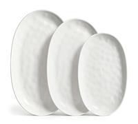 vancasso Platos Vajilla de Porcelana, Juego de 3 Platos, Platos Ilanos Ovalados, Platos de Postre, Platos de Desayuno, Platos para Tartas, Platos para Comer en 3 tamaños, Blanco