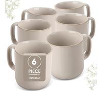 vancasso PLAYA - Tazas de Café y Desayuno con asa de Gres - 6 x 480 ml - Juego de 6 Tazas Para Té, Capuchino, Leche, Avena, Yogur - Apto Lavavajillas y Microondas - Esmaltado Reactivo Gris