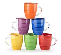 vancasso Serie Bonita Set 6 Tazas de Café, 350 ml Tazas Desayuno Mugs, Juego de Tazas de Leche, Tazas de Cerámica, Microondas y Lavavajillas, Pintados a Mano de Estilo, 6 Colores