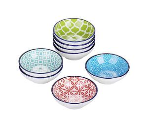 vancasso serie Macaron 8 piezas Mini Cuencos para Aperitivos, Condimiento, Salsa, Recipientes para Salsa 7,6 cm, 50ml Pintado a mano de Estilo Japonés Vajillas