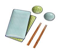 vancasso Serie Macaron, Vajillas de Sushi 6 Piezas Japonés para 2 Personas, 2 Platos Rectángulo 2 mini Platos Salsa, 2 Pares de Palillos