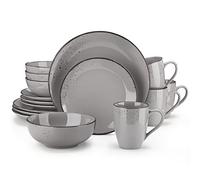 vancasso Serie NAVIA Nature Vajillas Completas Moderna de Gres para 4 Personas, 16 Piezas, Juego de Platos Vajilla con 4 Cuencos, Tazas, Platos de Postre y Platos de Cen - Gris