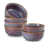 vancasso serie PLAYA Set de 6 Platos Llanos, Platos de Ensalada de 26 cm, Platos de Desayuno de Gres, Juego de Platos de Cena para Cocina, Apto para Lavavajillas y Microondas, Esmalte Reactivo Marrón