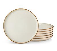 vancasso serie RENO Set de 6 Platos Llanos, Postre 20 cm, Gres para Comida Diaria, Juego de Cocina, Apto Lavavajillas/Microondas, Esmalte Reactivo Beige