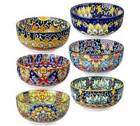 vancasso Serie SIMI Juego de 6 Cuencos de Cerámica para Sopa, 840ML Cuencos de Cereales, Cuencos Colores Grandes Ensalada para Pasta, Desayuno, Apta para Microondas y Lavavajillas, Estilo Bohemio