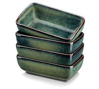 vancasso serie STERN 4 piezas Cuencos para Aperitivos, Condimiento, Salsa, Recipientes para Snack Salsa 11,6X6,9 cm, Platos Rectangulares, Estilo Vintage Verde