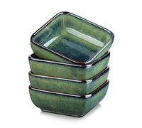 vancasso serie STERN 4 piezas Mini Cuencos para Aperitivos, Condimiento, Salsa, Recipientes para Salsa 9,5 cm, Platos Rectangulares, Estilo Vintage Verde