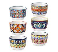 vancasso SIMI Moldes para Soufflé, 6 x 120ml Ramequines de Gres, Moldes para Tartas, Mini Cuencos para Postre, Aperitivos, Apto para Lavavajillas, Microondas y Horno, Ø 8 cm, Estilo Bohemio