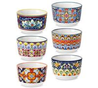 vancasso SIMI Moldes para Soufflé, 6 x 180ml Ramequines de Gres, Moldes para Tartas, Mini Cuencos para Postre, Aperitivos, Apto para Lavavajillas, Microondas y Horno, Ø 9 cm, Estilo Bohemio