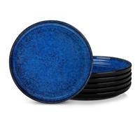 vancasso STARRY Set de 6 Platos Llanos, Platos de Ensalada de 26 cm, Platos de Desayuno de Gres, Juego de Platos de Cena para Cocina, Apto para Lavavajillas y Microondas, Esmalte Reactivo Azul