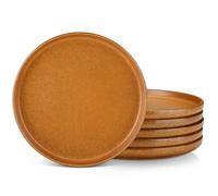 Vancasso ZERMATT Plato Ilanos de 26 cm, Juego de Platos para 6 Personas, Vajilla de Gres en Tono Amarillo Caramelo, Plato de Desayuno Apto para Microondas y Lavavajillas
