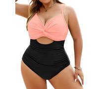 Vancavoo Bañadores Mujer Reductores Bañador Talla Grande Una Pieza Traje de Baño Reductor Barriga Push Up Cruce Torácico Cuello en V Ropa de Baño de Playa,Ros Negro,XXL