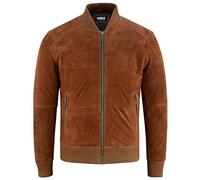 Vance The Leather Company Chaqueta de cuero 100% ante genuino para hombre, marrón, M