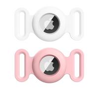 VANCLE 2 Piezas Funda AirTag Perros Gata Funda Collar, Funda Protectora Impermeable de Silicona AirTag, Funda Protectora Antipérdida para AirTags con Collar para Mascotas