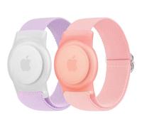 VANCLE 2 Piezas Pulsera Elástica AirTag Niños,Funda para AirTag 1ª y 2ª Gen | Estuche con Correa de Nailon Ajustable Apple AirTags , No Bloquea Señales, para Rastreadores GPS, para Niños y Ancianos
