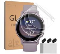 Vancle 3 Piezas Protector Pantalla para Garmin Vivoactive 5 / Vivoactive 6, con 3 Tapones Antipolvo de Silicona, Película Protectora HD Resistente a Arañazos
