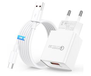 VANCLE Cargador USB Carga Rapida para Xiaomi Redmi Note 15 14 13 12 11 10 9 8 / Mi 17 16 15 14 13 12 11Lite / Poco X8 Pro/M8/X7/M7/X6 Pro/X5 X4 F6 F5 F4 F3, 3.0 Cargador Movil con 2M Cable