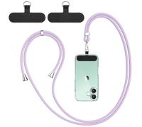 Vancle Cordon para Movil Universal, con 2 Parches Duraderos, Cuerdas Ajustables de 1,6m, Correa Cruzada para el Cuello y Muñeca, Compatible con Mayoría de Las Fundas de Teléfono (Morado Claro)