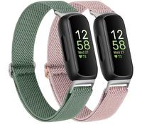 Vancle Paquete de 2 bandas elásticas para Fitbit Inspire 3 para mujer, transpirables, ajustables, de nailon, elásticas, compatibles con Fitbit Inspire 3 Fitness Tracker