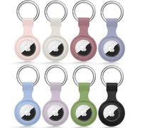 Vancle Paquete de 8 fundas para Airtag para Apple Air Tag, funda para Airtag con llavero antipérdida, funda protectora de silicona para mochilas de niños, collares de perro, equipaje, accesorios