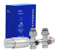 Vancoco Válvula radiador angular válvulas para radiadores con bloqueo H conexiones centrales de 50 mm universal válvula radiador con cabeza termostática válvula para radiador cromado