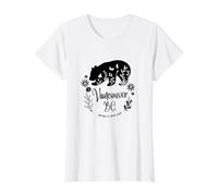 Vancouver BC Bear & Flowers Nature At Your Door Design Camiseta gráfica económica, Mujer, Blanco, S