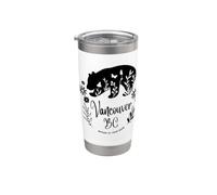 Vancouver BC Bear & Flowers Nature At Your Door Design Vaso térmico de acero inoxidable de doble pared