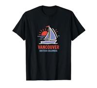 Vancouver British Columbia Velero Sunset Design Camiseta gráfica económica, Hombre, Negro, L