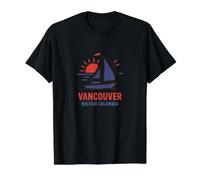 Vancouver British Columbia Velero Sunset Design Camiseta gráfica económica, Hombre, Negro, XL