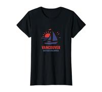 Vancouver British Columbia Velero Sunset Design Camiseta gráfica económica, Mujer, Negro, M
