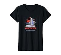 Vancouver British Columbia Velero Sunset Design Camiseta gráfica económica, Mujer, Negro, M