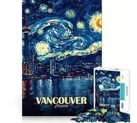 Vancouver,Canadá Rompecabezas artístico Noche Estrellada de 1000 Piezas Juego de Habilidad Mental Ajuste Estable Sin Piezas Que se muevan Un pasatiempo Agradable para Fines de Semana Largos 50x75cm